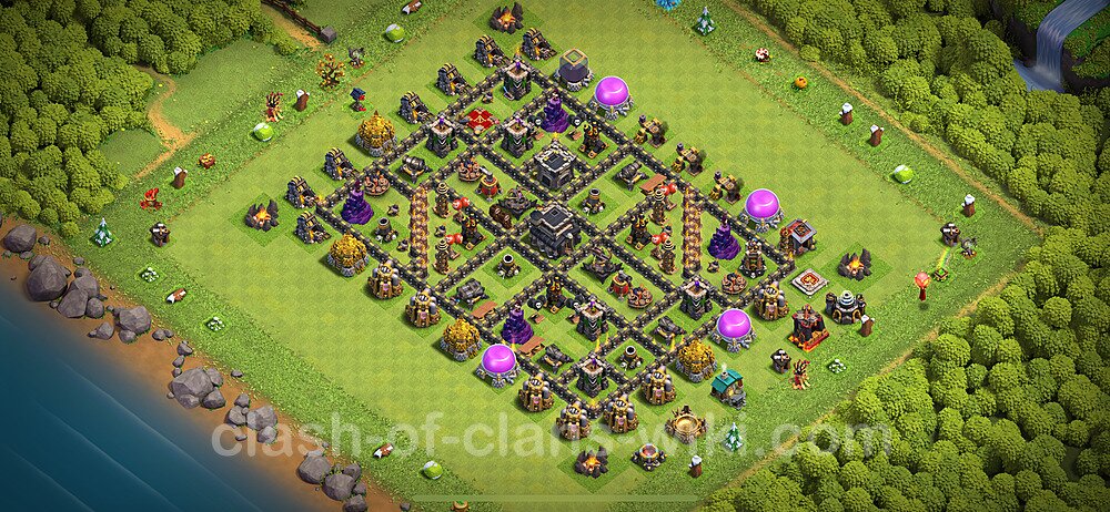 TH9 Trophy Base Plan with Link, Copy Town Hall 9 Base Design 2024, #1666
