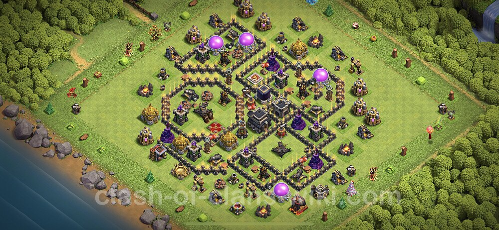 TH9 Trophy Base Plan with Link, Anti 3 Stars, Anti Everything, Copy Town Hall 9 Base Design 2023, #359