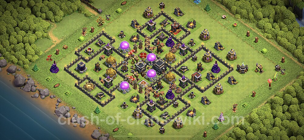 TH9 Anti 3 Stars Base Plan with Link, Anti Everything, Copy Town Hall 9 Base Design 2023, #389