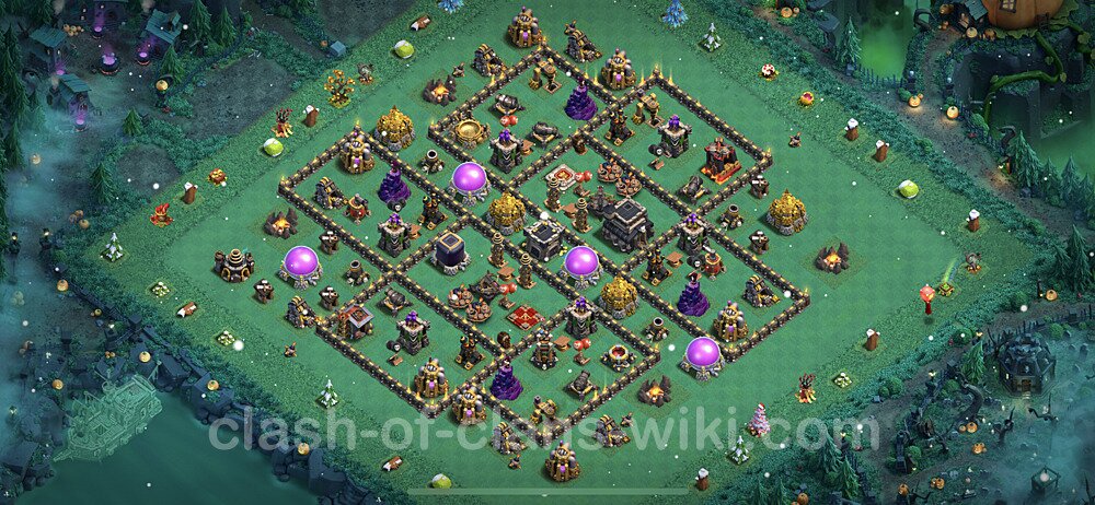 Anti GoWiWi / GoWiPe TH9 Base Plan with Link, Hybrid, Copy Town Hall 9 Design 2023, #402