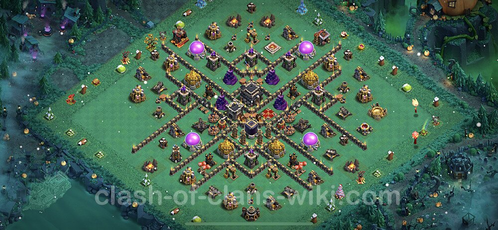 Anti Everything TH9 Base Plan with Link, Hybrid, Copy Town Hall 9 Design 2023, #418