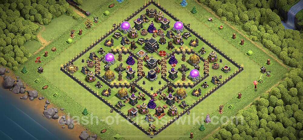 Base plan TH9 Max Levels with Link, Anti Everything, Hybrid for Farming 2023, #603