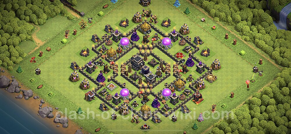 Base plan TH9 Max Levels with Link, Anti Everything, Hybrid for Farming 2023, #608