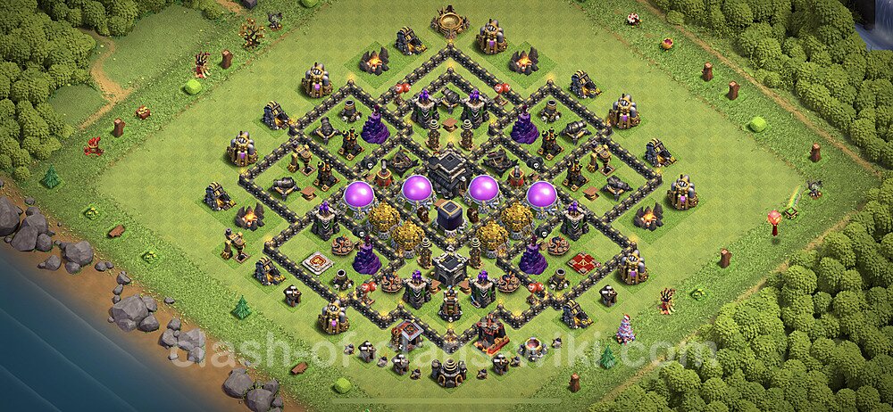 Base plan TH9 (design / layout) with Link, Anti Everything, Hybrid for Farming 2023, #620