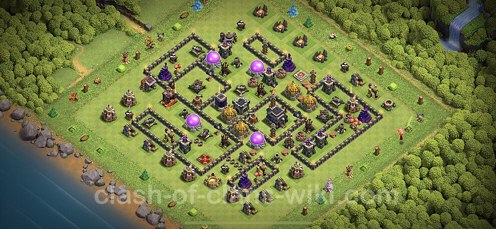 Base plan TH9 (design / layout) with Link, Anti Everything, Hybrid for Farming 2023, #622