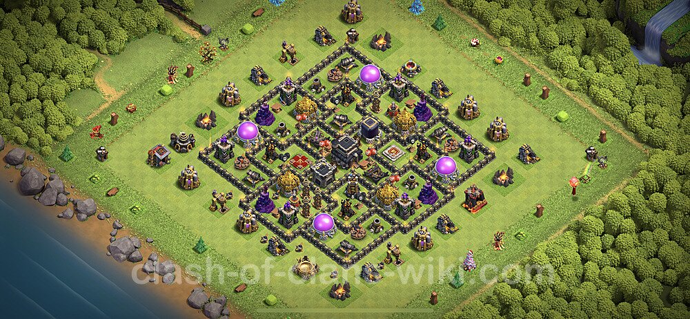 Base plan TH9 (design / layout) with Link, Anti Everything, Hybrid for Farming 2023, #634