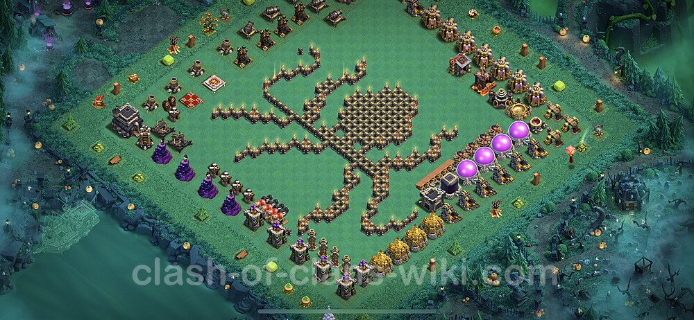 TH9 Troll Base Plan with Link, Copy Town Hall 9 Funny Art Layout 2023, #976