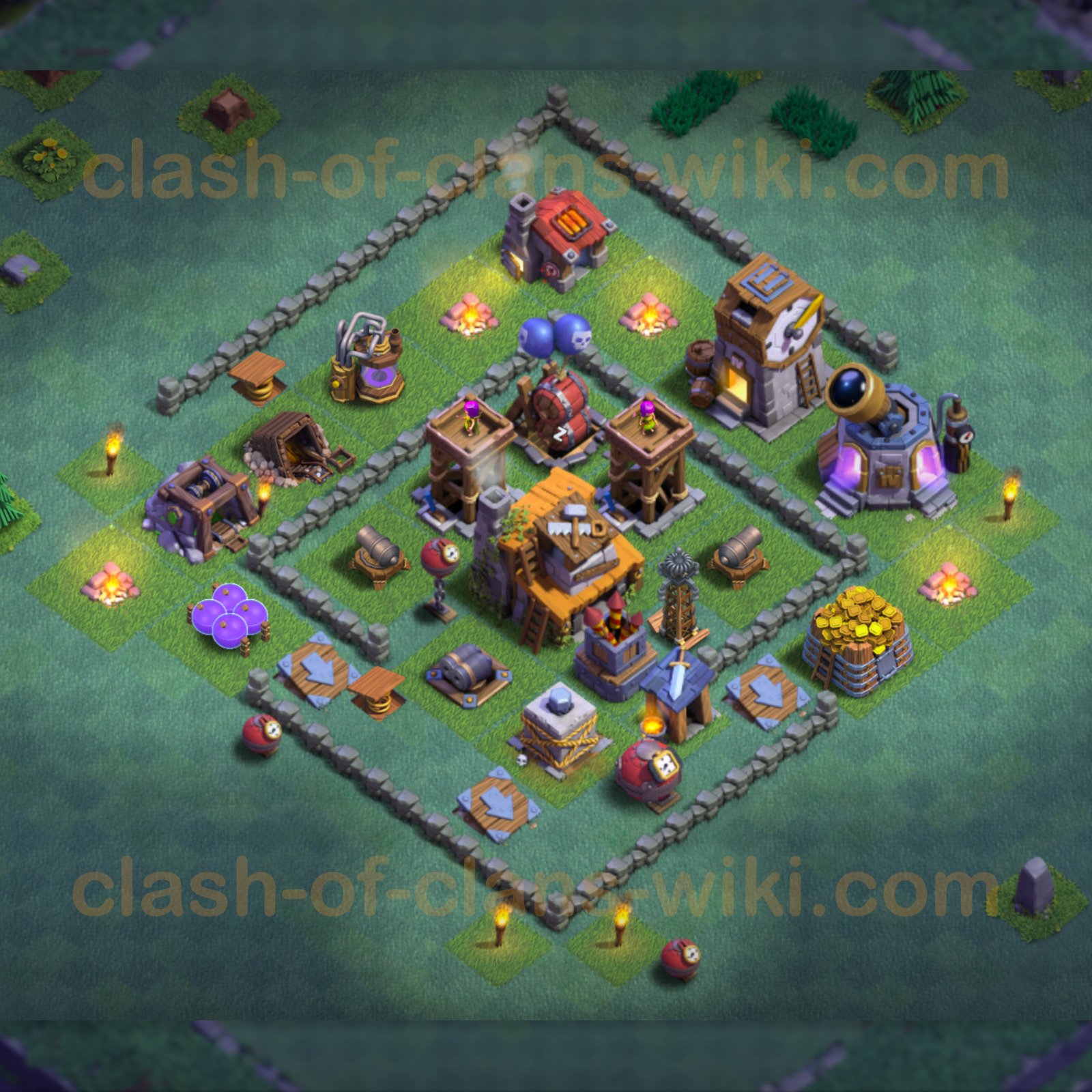 Best Builder Hall Level 4 Base Plan with Link - Clash of Clans - BH4 Copy, ...