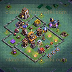 One of the Best Base Layouts Builder Hall 4 - Anti 2 Stars