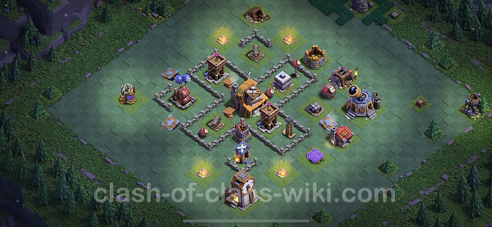 Top Builder Hall Level 4 Anti 3 Stars Base With Link Clash Of Clans   Bh4 Defence 73 