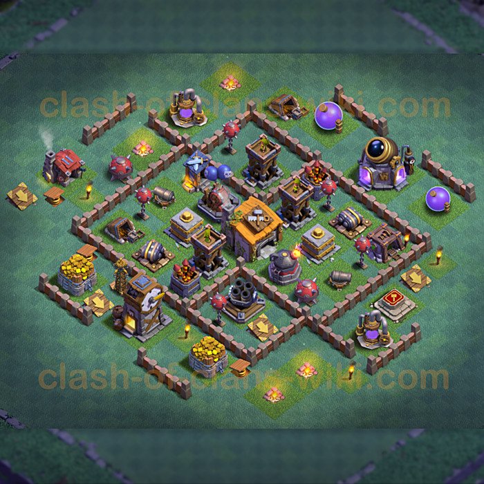 One of the Best Base Layouts Builder Hall 6 - Anti 2 Stars