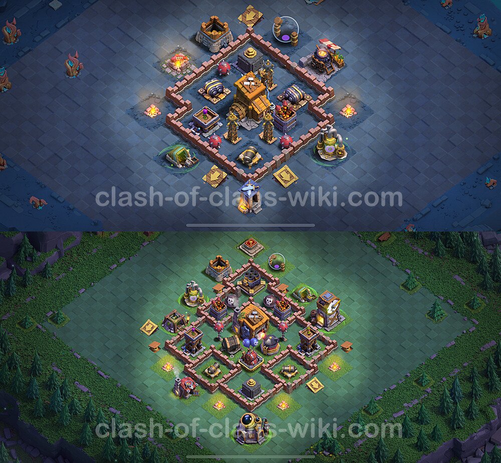 Diseño de aldea 2024 Anti 2 Estrellas para Taller del Constructor nivel 7 Copiar - COC Base + Enlace, #166