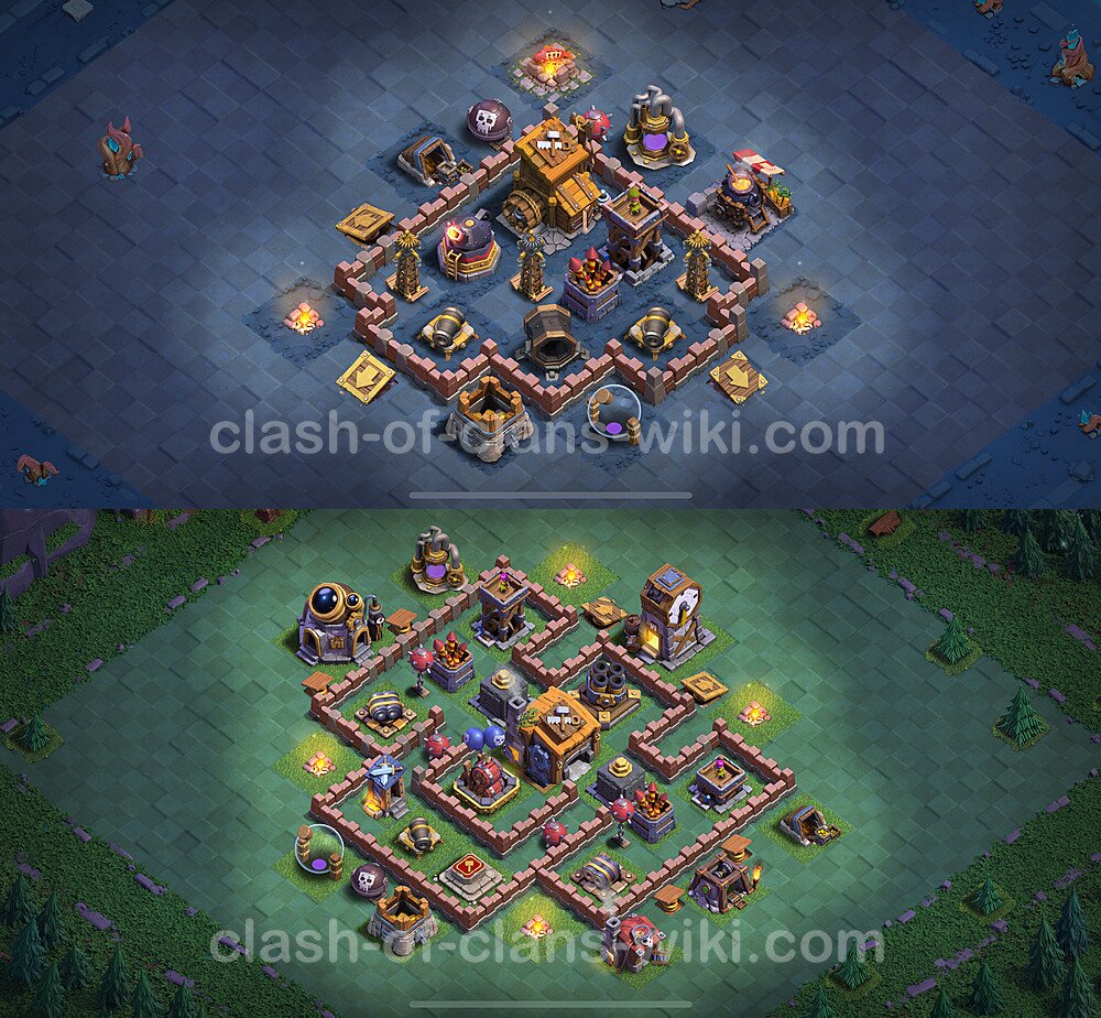 Diseño de aldea 2024 Anti 3 Estrellas para Taller del Constructor nivel 7 Copiar - COC Base + Enlace, #168