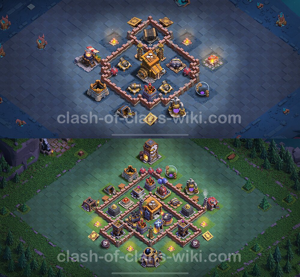 Diseño de aldea con Taller del Constructor nivel 7 Copiar - Perfecta COC Clash of Clans 2024 Base + Enlace, #171