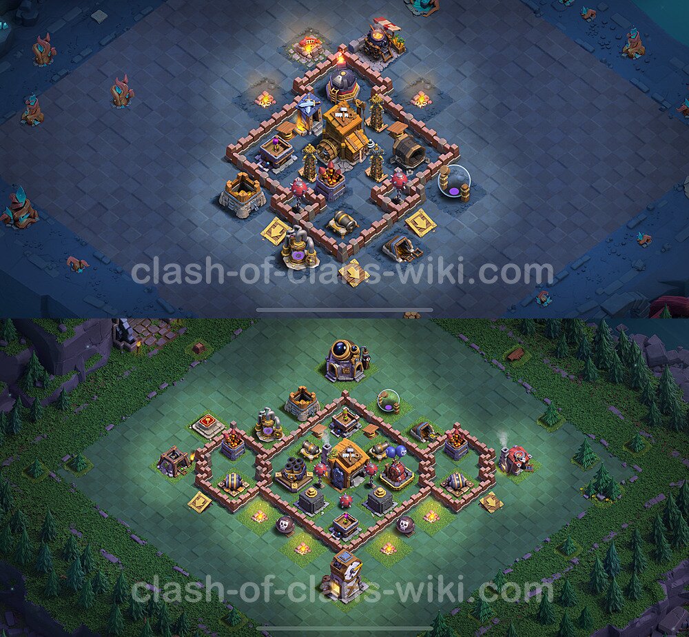 Gute Anti Alles Base Layout Meisterhütte Level 7 + Link - BH7 / MH7 Nachtdorf - COC Clash of Clans 2024, #174