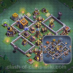 Diseño de aldea 2025 Anti 3 Estrellas para Taller del Constructor nivel 9 Copiar - COC Base + Enlace, #148