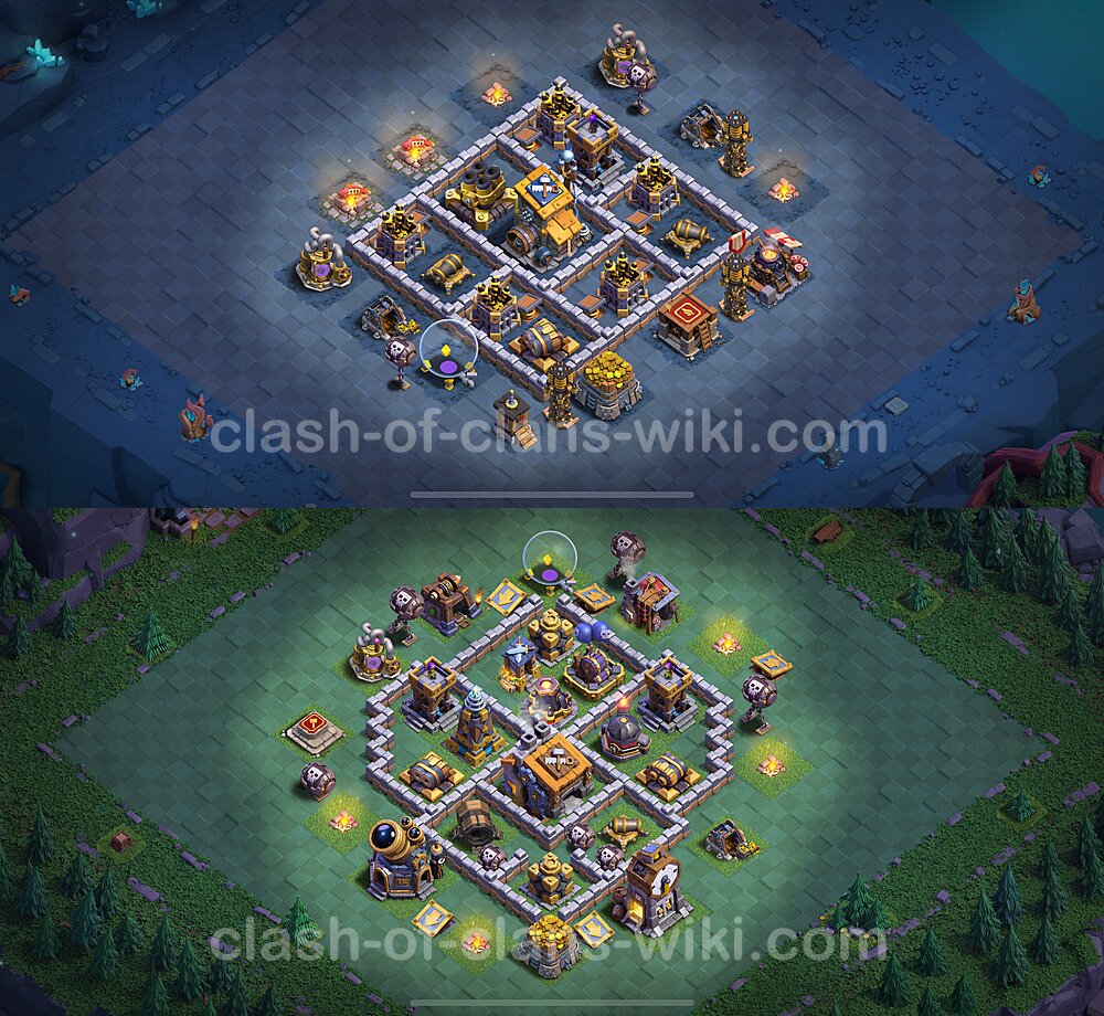 Diseño de aldea 2025 Anti Todo para Taller del Constructor nivel 9 Copiar - COC Base + Enlace, #147