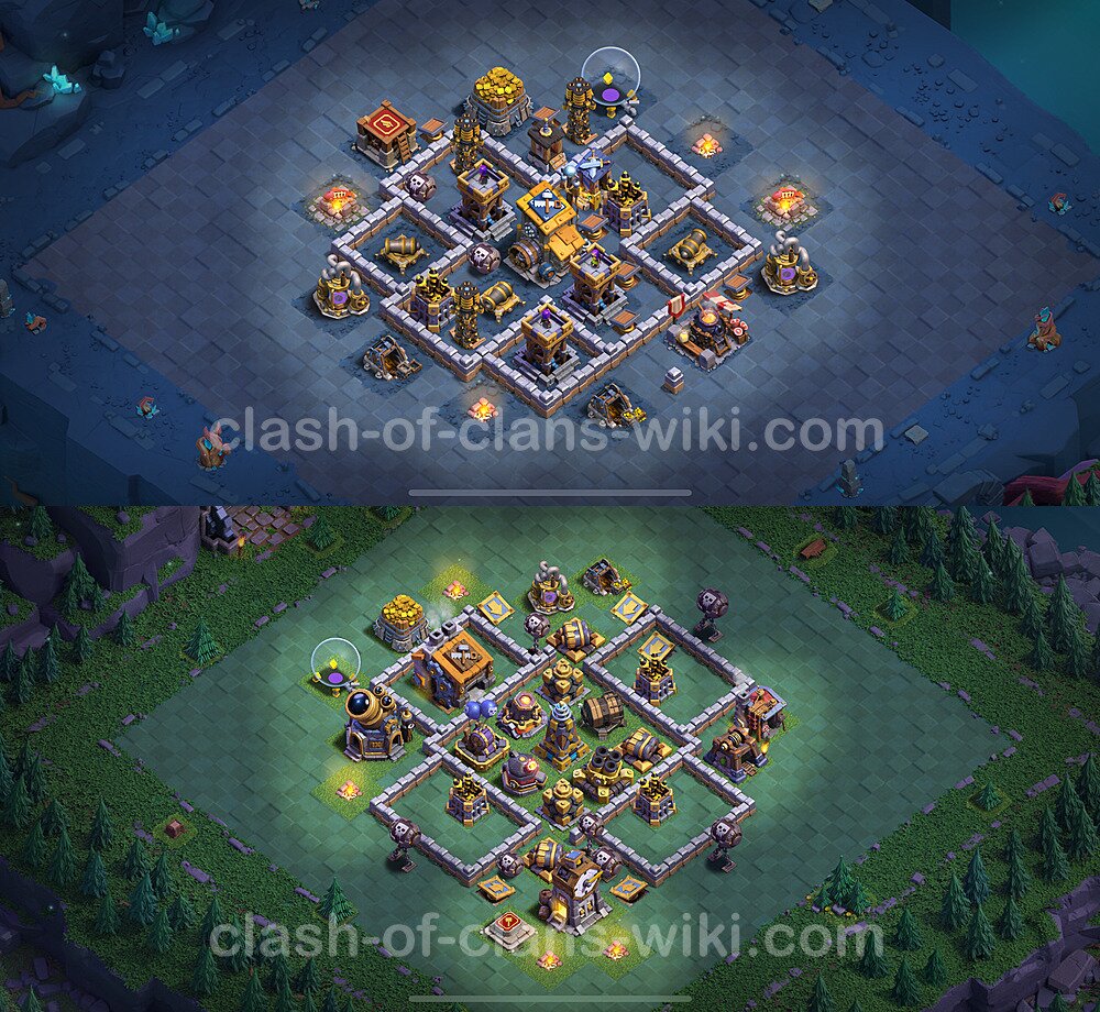 Diseño de aldea 2025 Anti 3 Estrellas para Taller del Constructor nivel 9 Copiar - COC Base + Enlace, #148