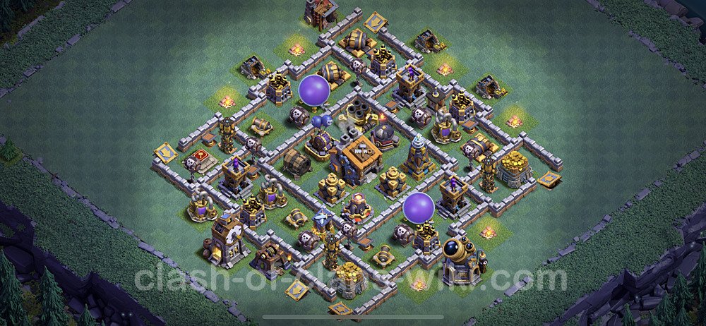 Best Builder Hall Level 9 Anti 2 Stars Base with Link - Copy Design - BH9, #44