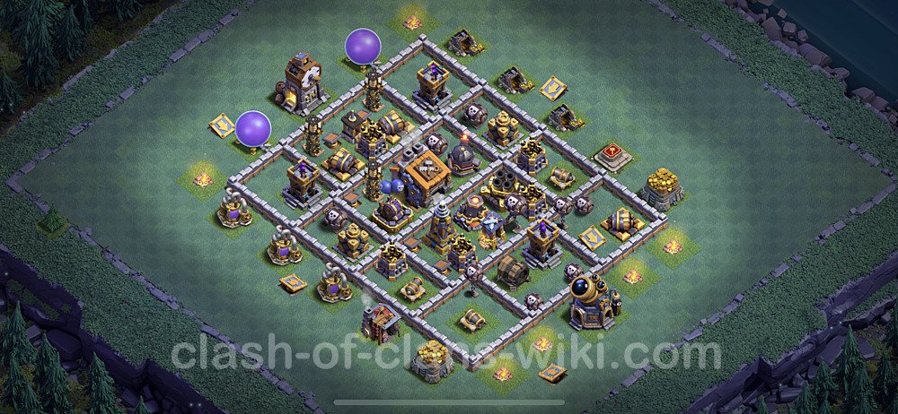 Best Builder Hall Level 9 Anti 3 Stars Base with Link - Copy Design - BH9, #50