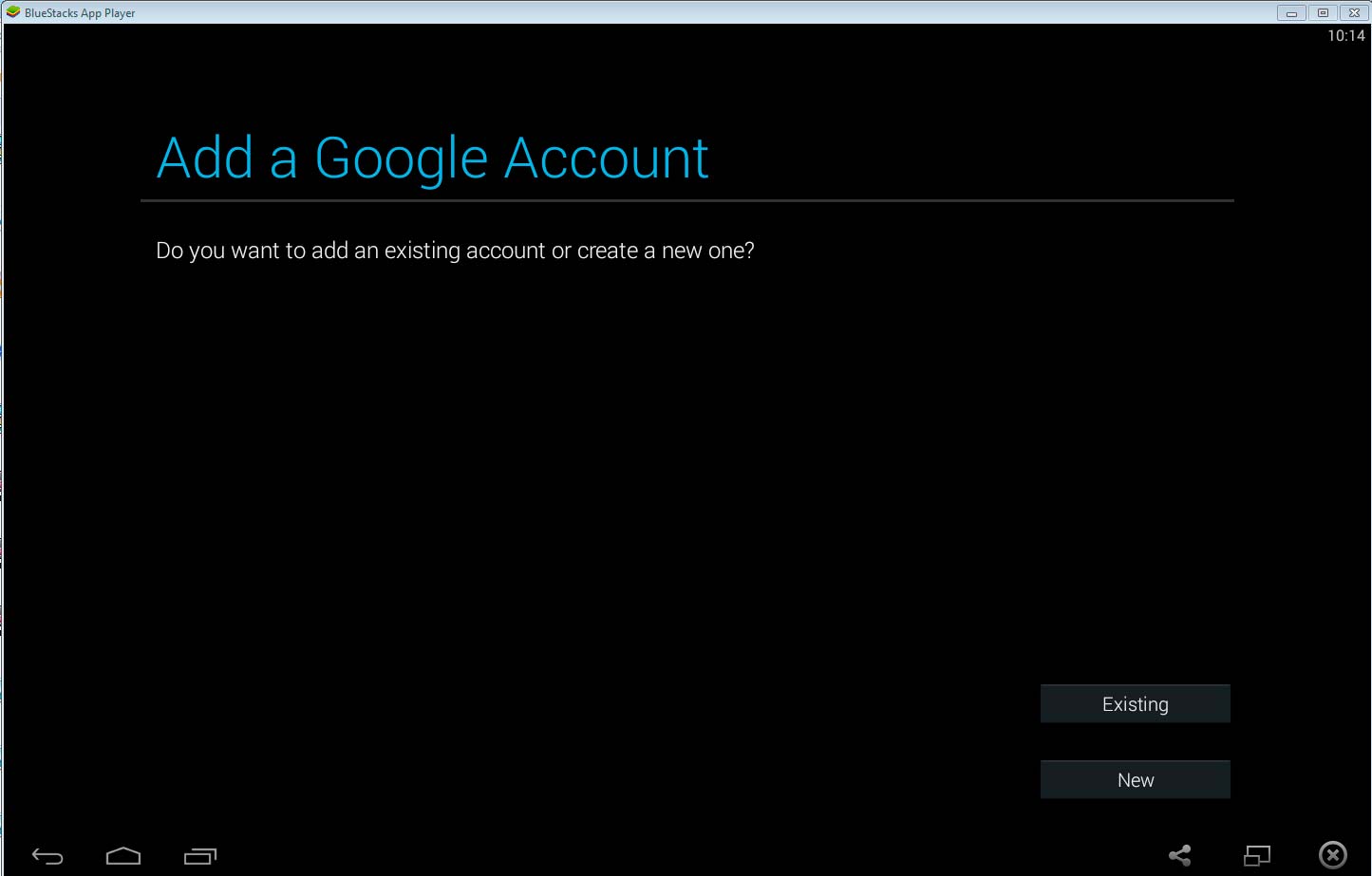 Create Google account or select existing account