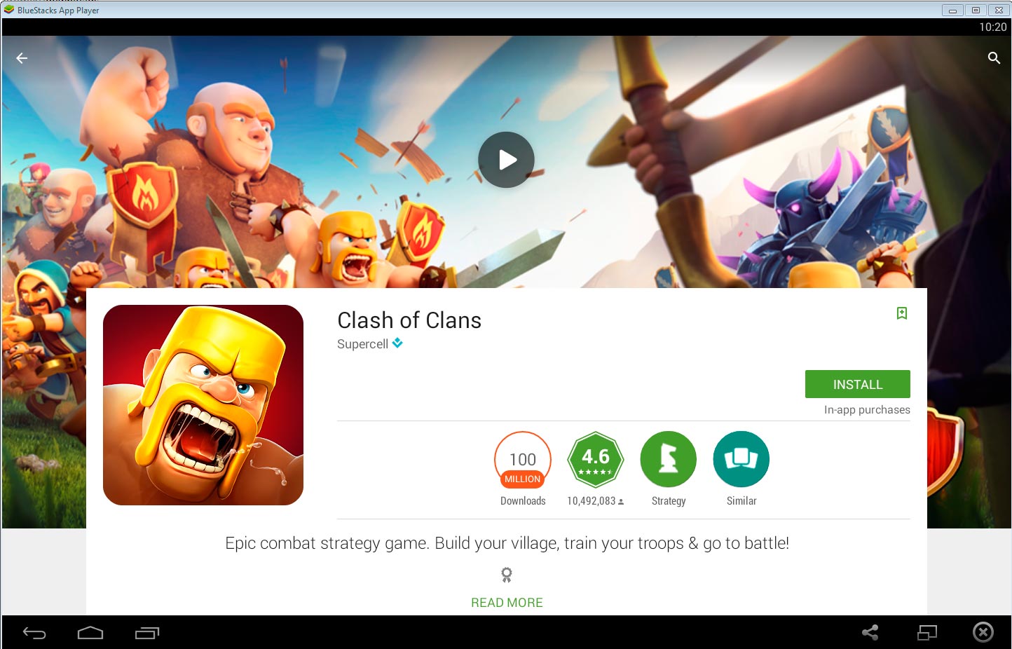 Présentation de Clash of Clans sur Google Play