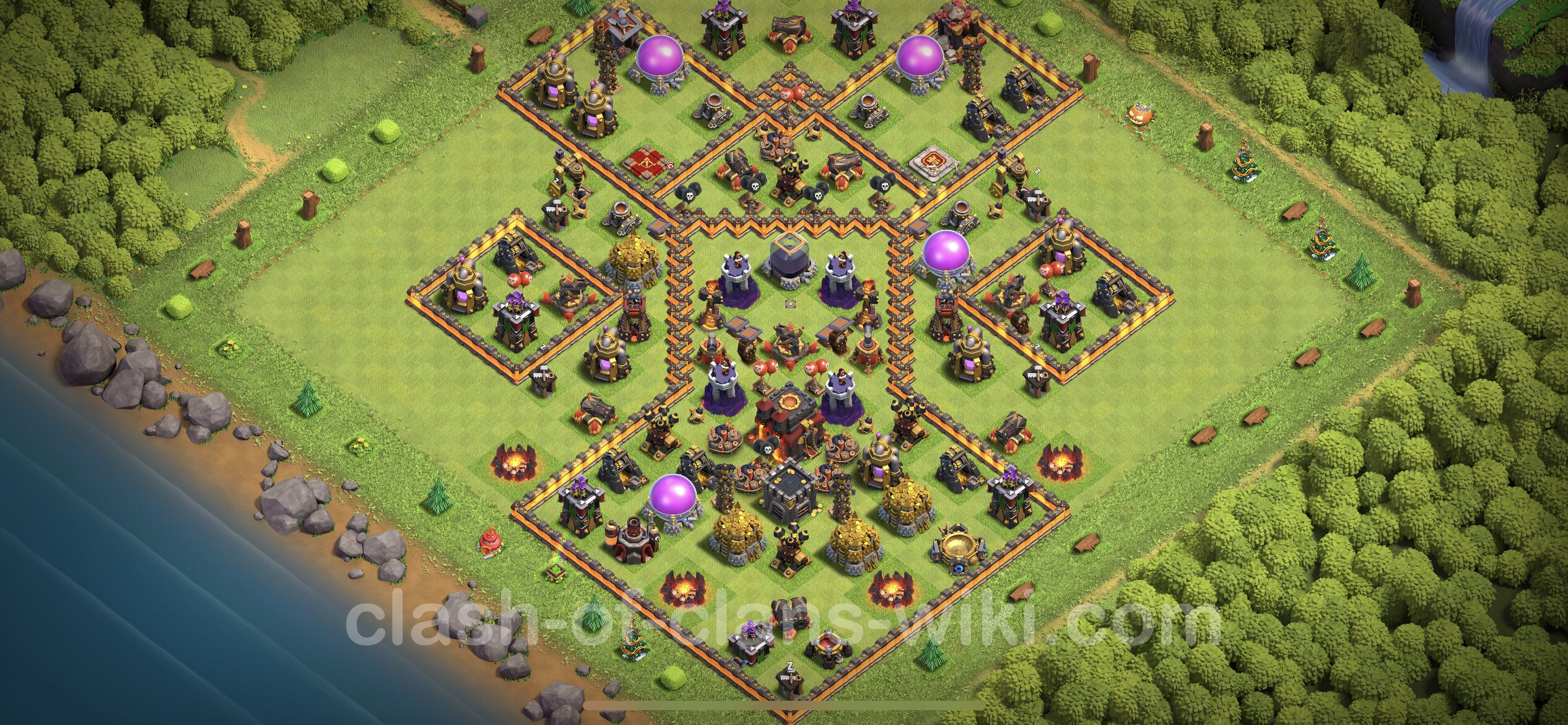 Meilleur Anti 3 Etoiles Base Hôtel de Ville niveau 10 + Lien (Link), Hybride Village HDV 10
