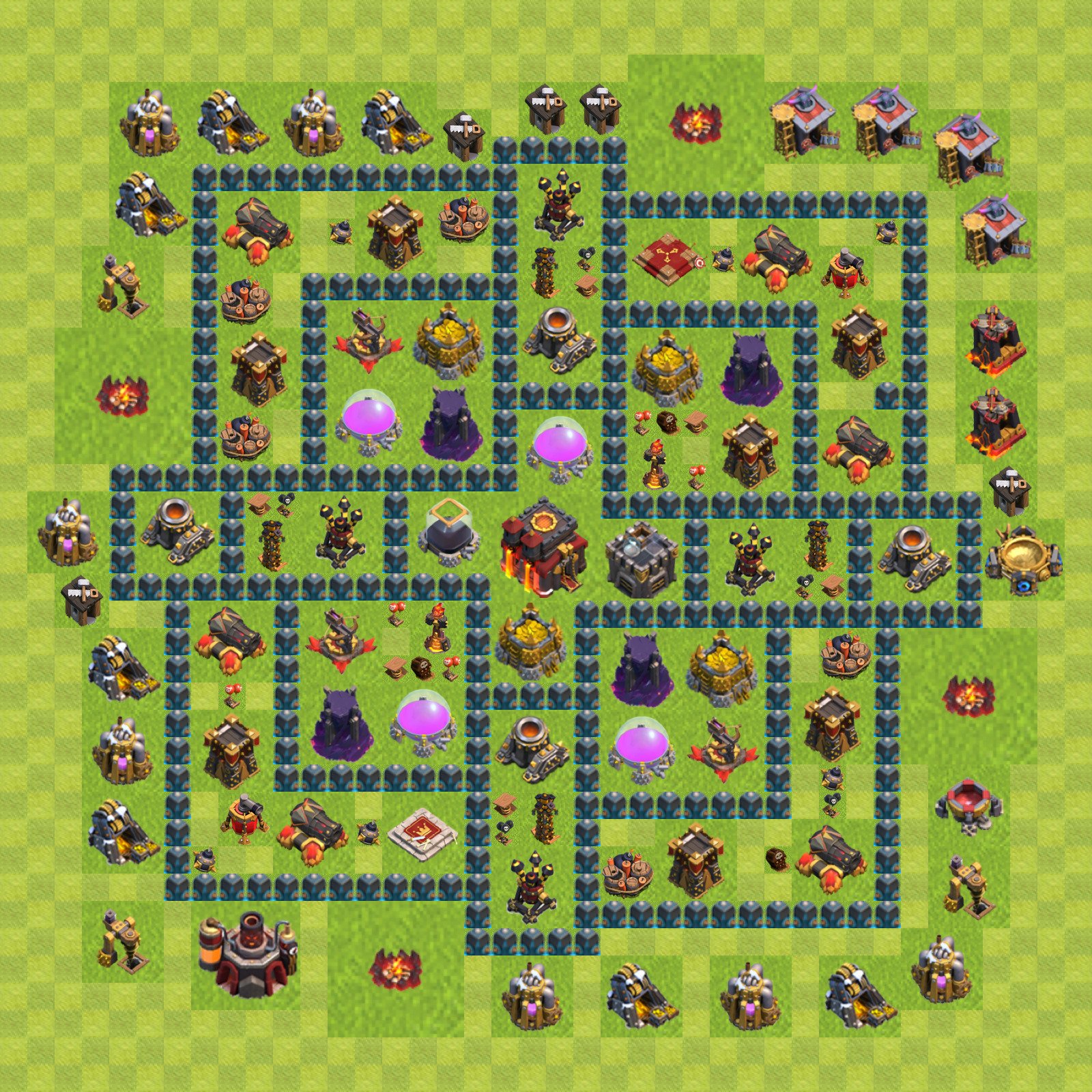 Defense (Trophy) Base TH10 - plan / layout / design - Clash of Clans,...