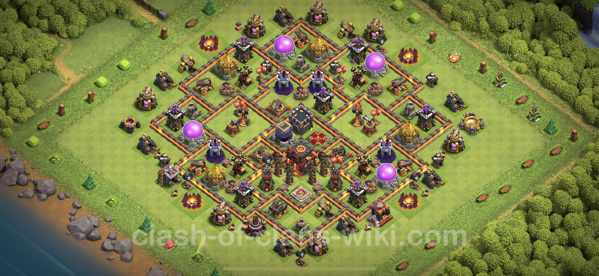 graduate School hypothesis Christmas Base TH10 with Link, Hybrid Anti Dragon - Town Hall Level 10 Base Copy -  Anti Air, #63