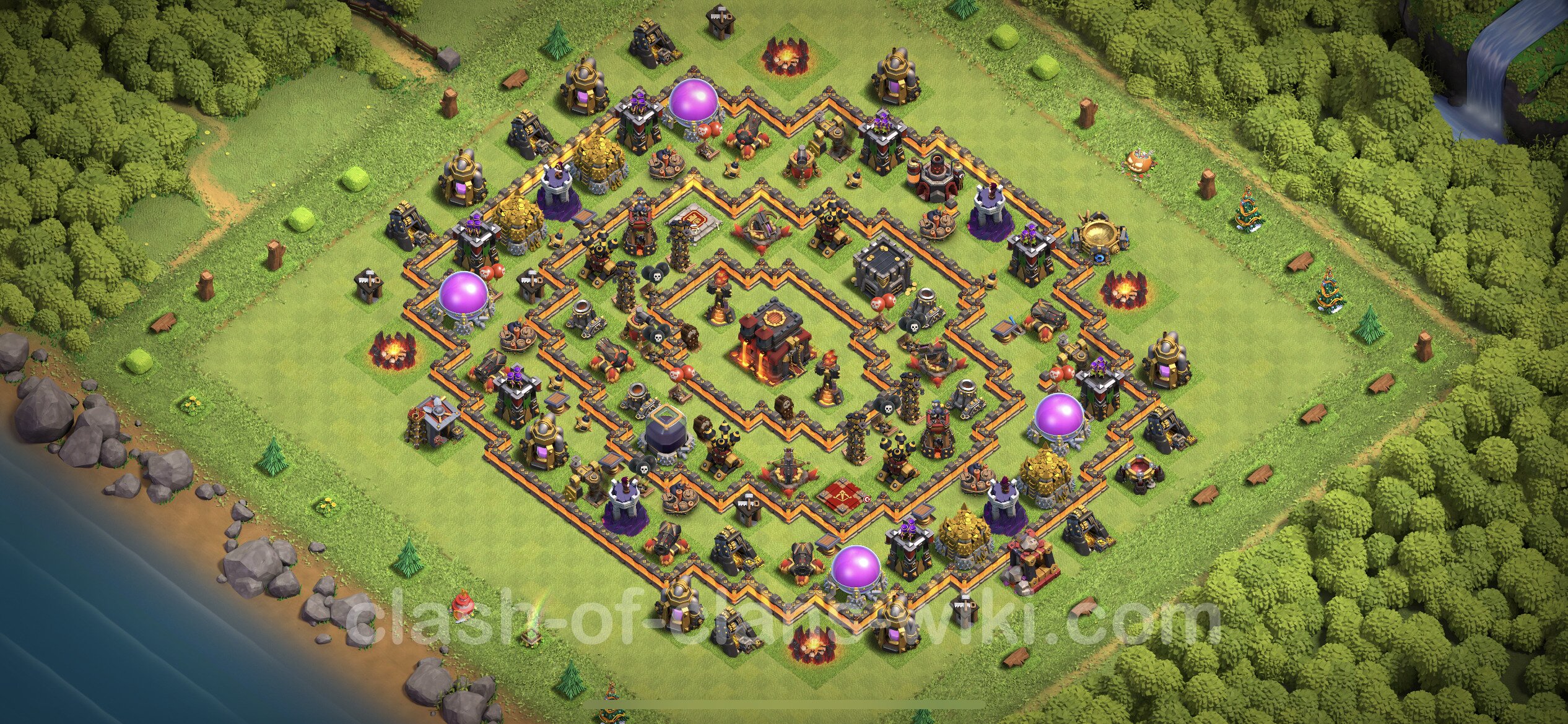 Best Base TH10 with Link, Hybrid Anti Everything - Town Hall Level 10 Base  Copy, #86
