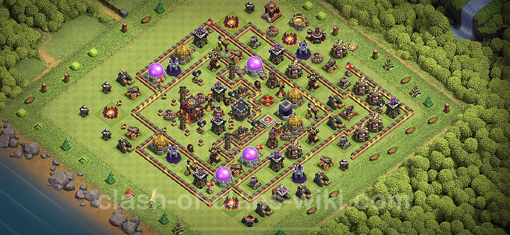 Anti GoWiWi / GoWiPe TH10 Base Plan with Link, Copy Town Hall 10 Design 2023, #1021