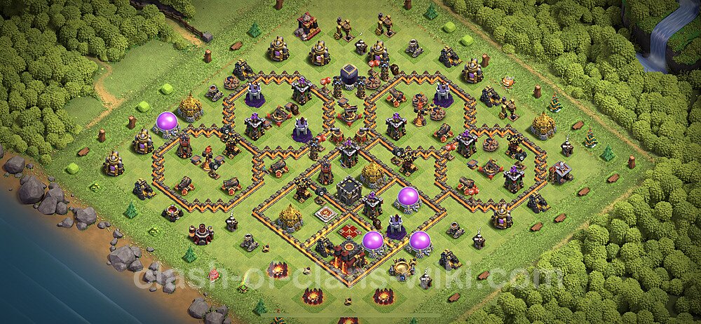 TH10 Trophy Base Plan with Link, Copy Town Hall 10 Base Design 2023, #1040