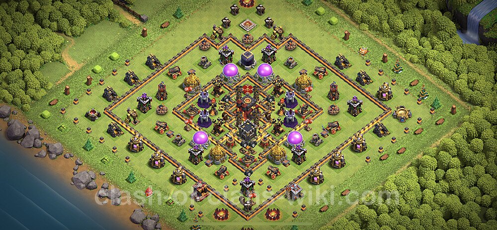 TH10 Trophy Base Plan with Link, Hybrid, Copy Town Hall 10 Base Design 2023, #1044