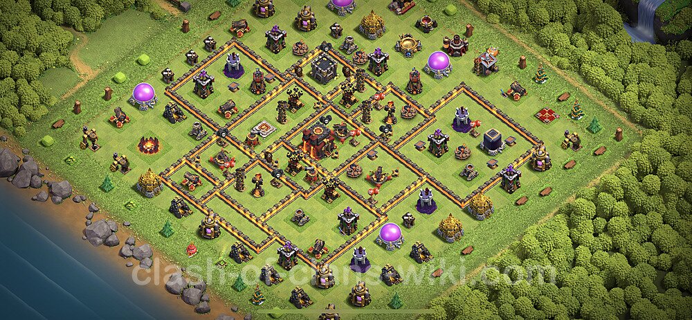 TH10 Trophy Base Plan with Link, Copy Town Hall 10 Base Design 2024, #1336