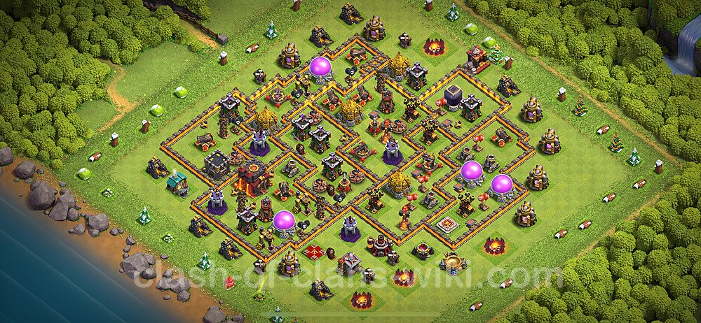 TH10 Trophy Base Plan with Link, Copy Town Hall 10 Base Design 2024, #1674