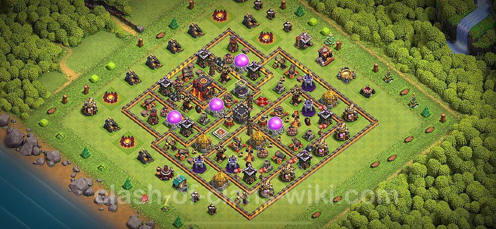 TH10 Trophy Base Plan with Link, Copy Town Hall 10 Base Design 2024, #1773