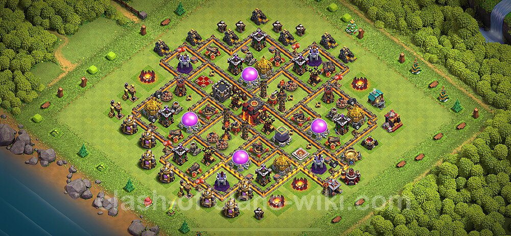 TH10 Trophy Base Plan with Link, Copy Town Hall 10 Base Design 2024, #1904