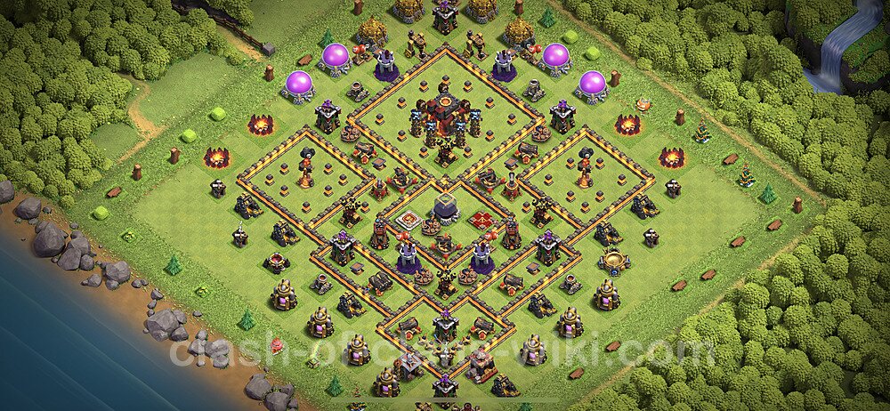TH10 Anti 3 Stars Base Plan with Link, Anti Everything, Copy Town Hall 10 Base Design 2023, #241