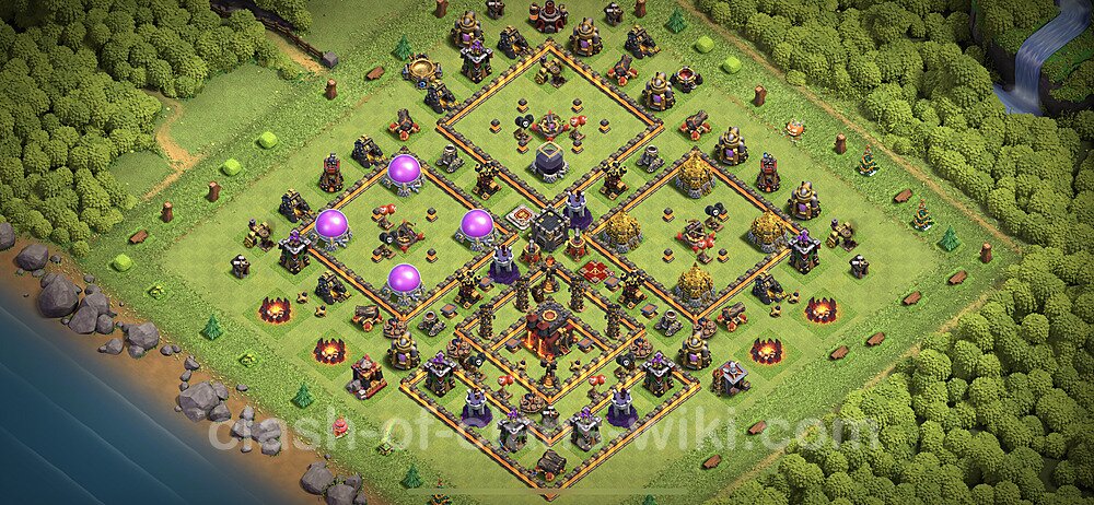 Anti Everything TH10 Base Plan with Link, Hybrid, Copy Town Hall 10 Design 2023, #243