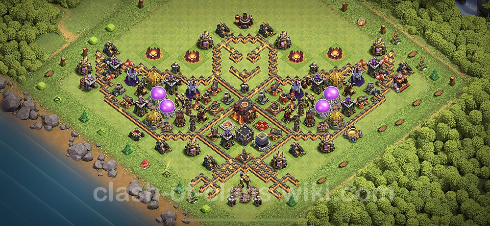 TH10 Trophy Base Plan with Link, Copy Town Hall 10 Base Design 2023, #247