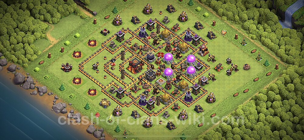 Anti GoWiWi / GoWiPe TH10 Base Plan with Link, Hybrid, Copy Town Hall 10 Design 2023, #252