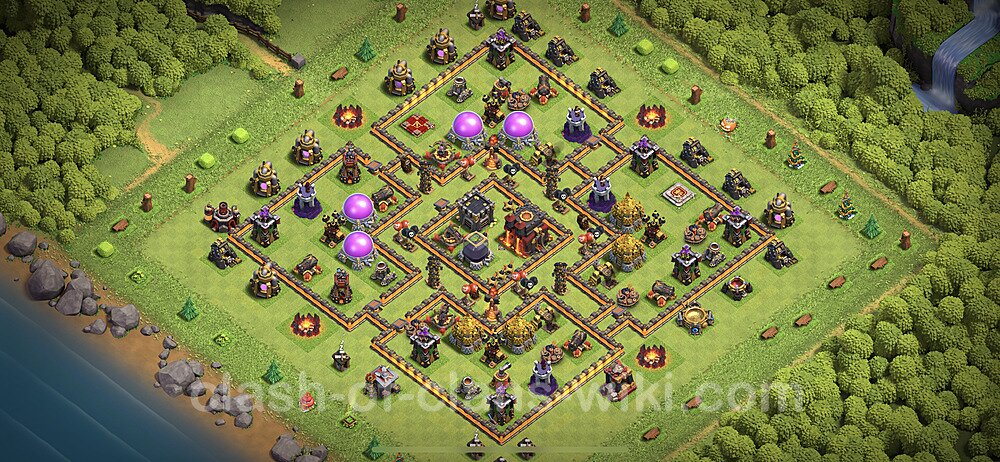 TH10 Anti 2 Stars Base Plan with Link, Legend League, Copy Town Hall 10 Base Design 2023, #258