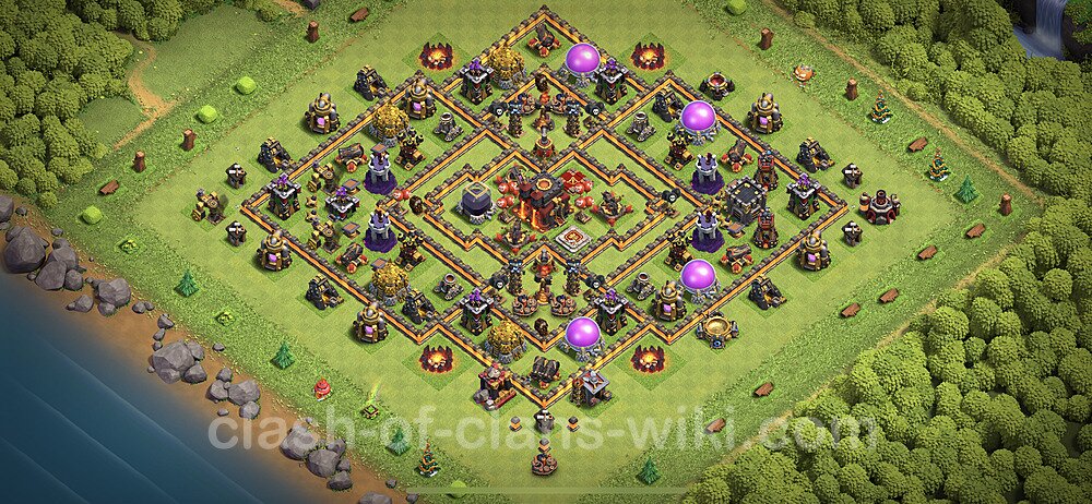 Anti Everything TH10 Base Plan with Link, Hybrid, Copy Town Hall 10 Design 2023, #262