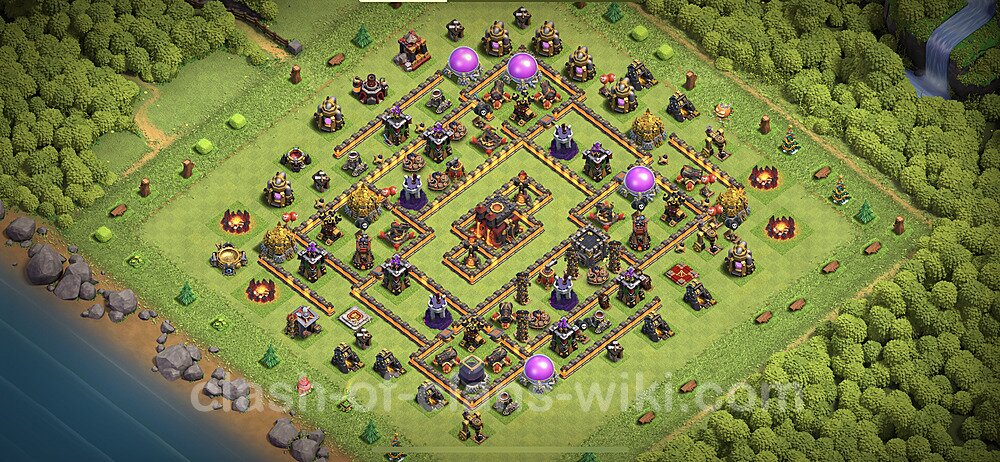 Anti Everything TH10 Base Plan with Link, Hybrid, Copy Town Hall 10 Design 2023, #264
