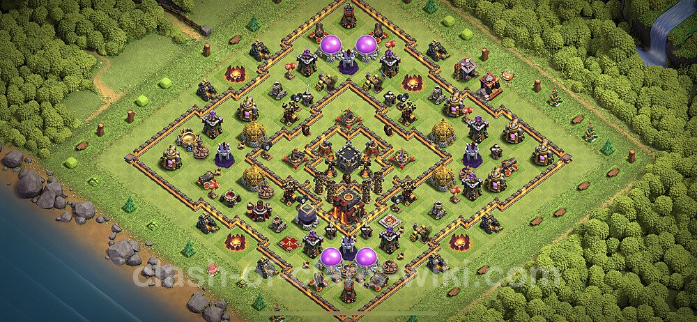 Anti Everything TH10 Base Plan with Link, Hybrid, Copy Town Hall 10 Design 2023, #268