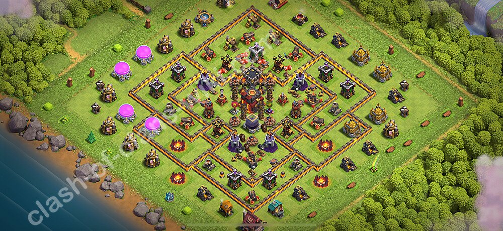 Full Upgrade TH10 Base Plan with Link, Hybrid, Copy Town Hall 10 Max Levels Design 2026, #3214