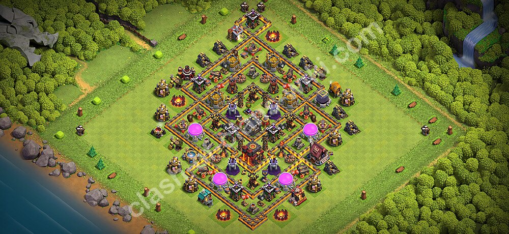 Municipio livello 10 Base + Link, Ibrido - Miglior Disposizione Villaggio per Difesa COC 2026 TH10, #3308
