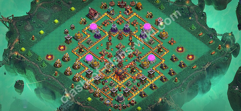 TH10 Anti 2 Stars Base Plan with Link, Anti Air / Dragon, Copy Town Hall 10 Base Design 2026, #3321