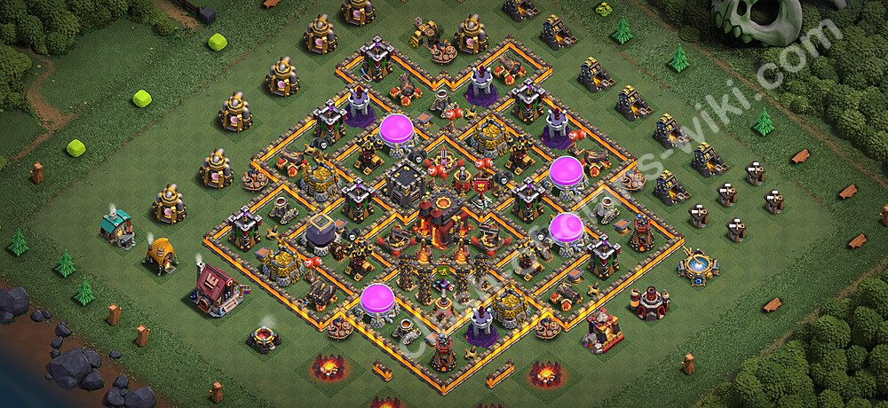 TH10 Trophy Base Plan with Link, Copy Town Hall 10 Base Design 2026, #3378