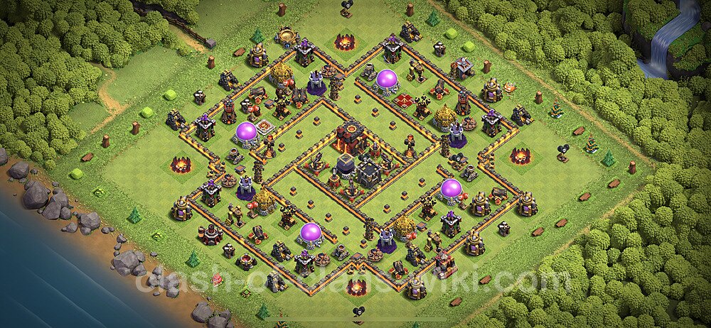 TH10 Trophy Base Plan with Link, Anti 3 Stars, Hybrid, Copy Town Hall 10 Base Design 2023, #60